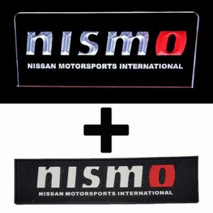 Nismo Red O Combo Pack - Acrylic LED Sign + Rubber Bar Mat Runner + Free Key Ring