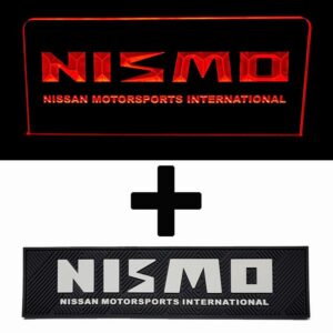Nismo Vintage Combo Pack - Acrylic LED Sign + Rubber Bar Mat Runner + Free Key Ring