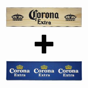 Corona Extra Combo Pack - Timber Sign + Rubber Bar Mat Runner
