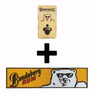 Bundaberg Bundy Rum Combo Pack - Bottle Opener + Rubber Bar Mat Runner