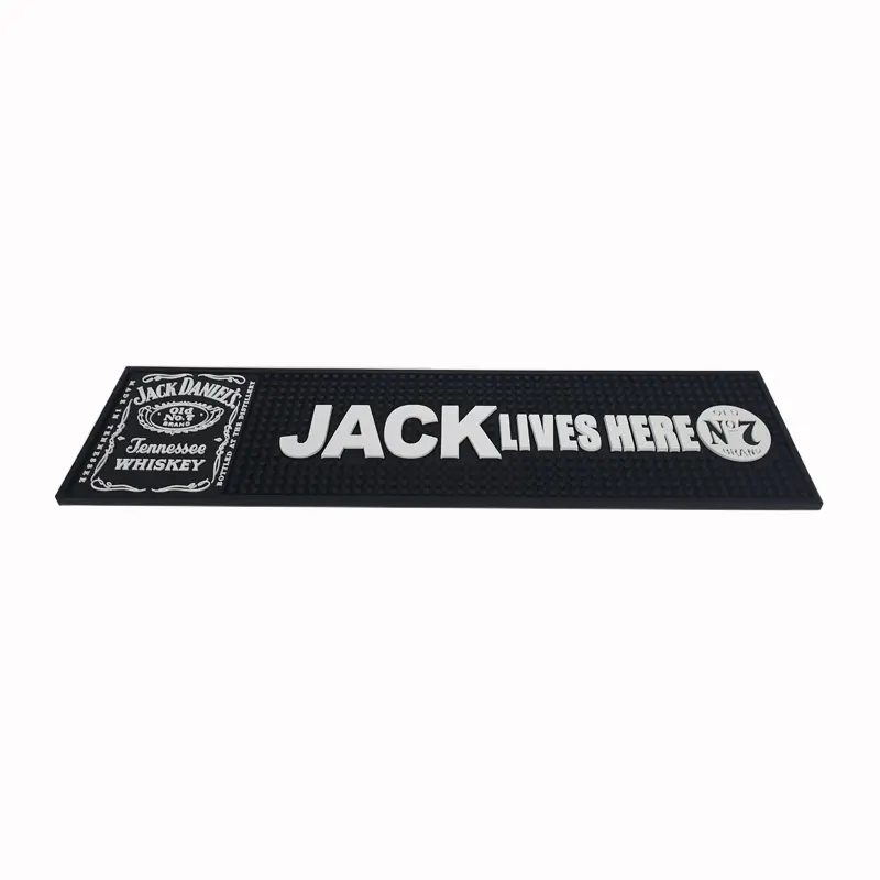 Jack Daniels BLACK WHITE Rubber Bar Mat Drip Spill BRAND NEW ** 