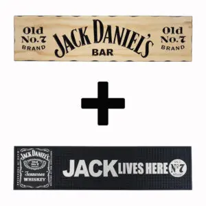 Jack Daniels Combo Pack - Timber Sign + Rubber Bar Mat Runner