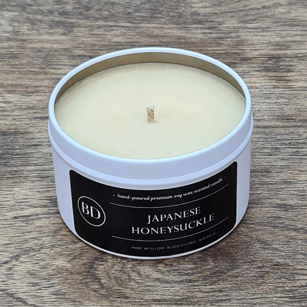 Japanese Honeysuckle 100 Soy Wax Scented Tin Candle Bettaline Designs