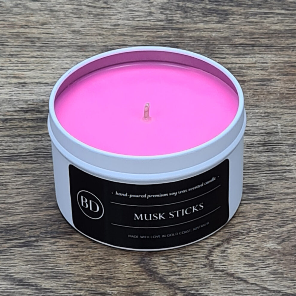 Musk Sticks 100 Soy Wax Scented Tin Candle Bettaline Designs
