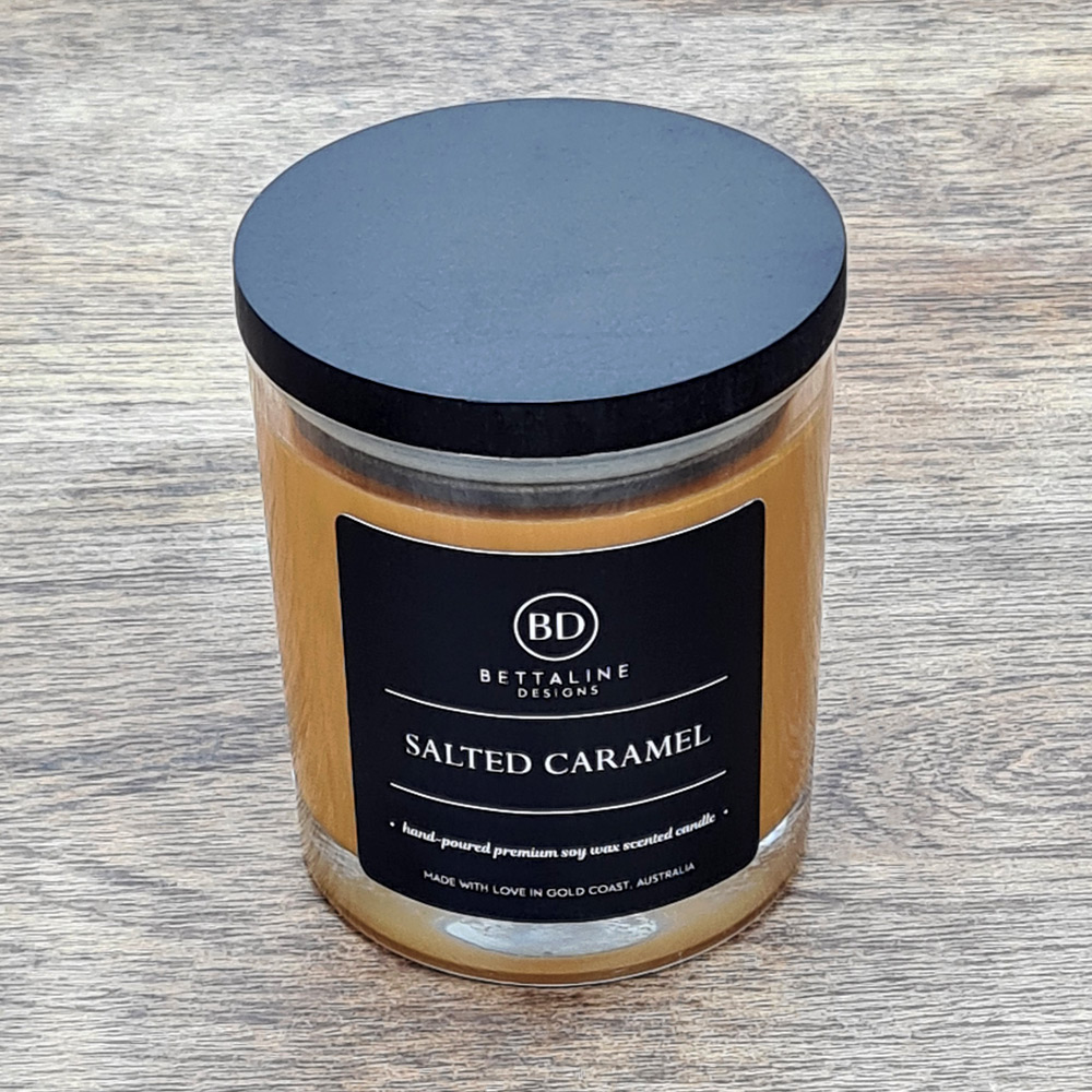 Salted Caramel Large Glass 100% Soy Wax Scented Candle 
