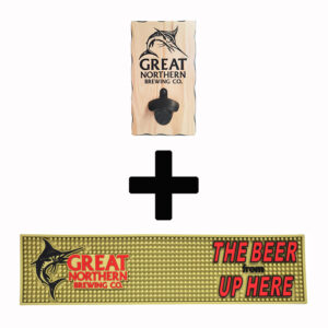 Great Northern Combo Pack - Bottle Opener + Rubber Bar Mat Runner