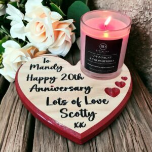 Personalised Heart Timber Candle Holder